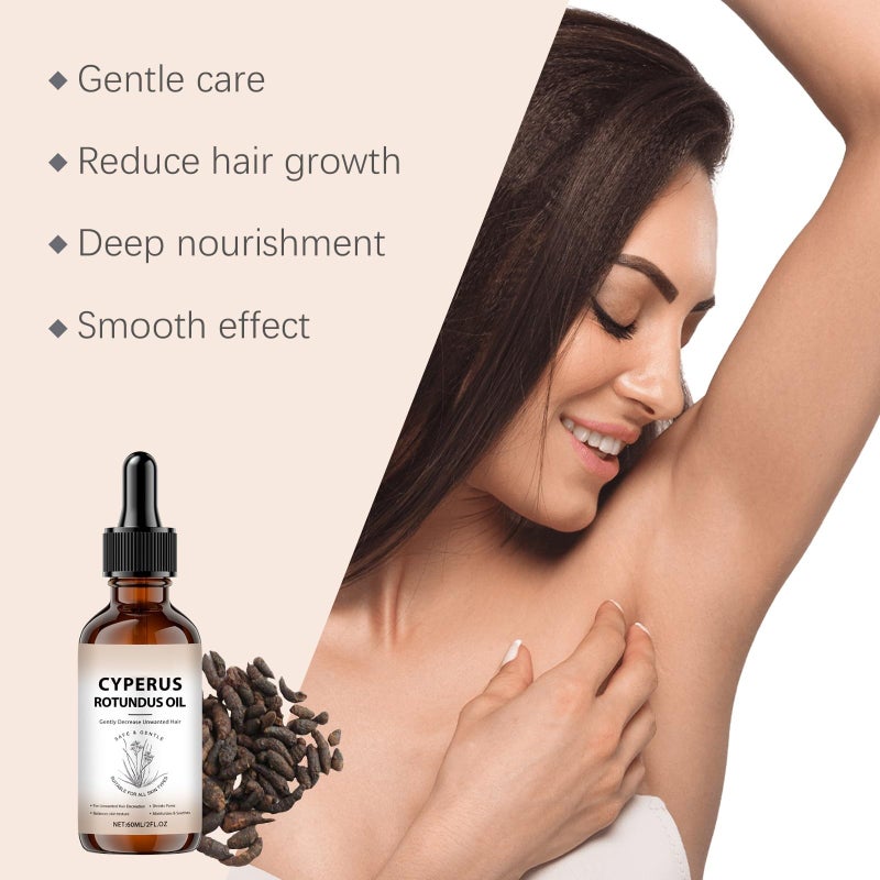 OUKPANE 2Pcs Cyperus Rotundus Oil, Natural Cyperus Rotundus Oil for Hair Removal, Moisturizes & Soothes The Skin, Reducing Body Hair Growth. - Image 3